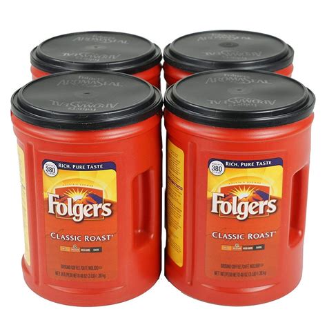 Folgers Classic Medium Roast Ground Coffee 48 Oz 4 Cans