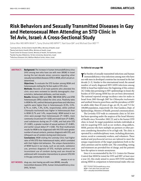 PDF Risk Behaviors And Sexually Transmitted Diseases In Gay And