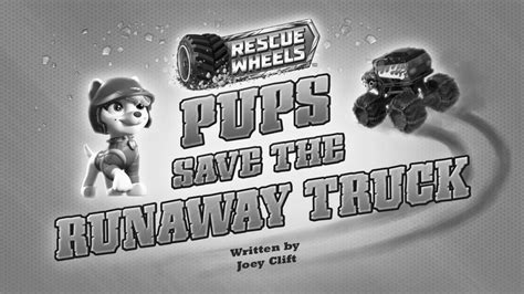 Rescue Wheels Pups Save The Runaway Truck In Black And White Style