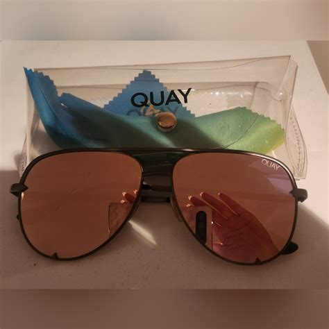 Quay X Desi High Key Gold Mirrored Aviator Sunglasses Gem