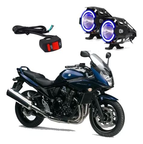 Par Farol Milha Angel Eye U7 Azul Moto Bandit 650 2009 2010