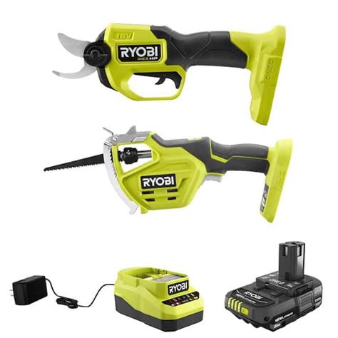 Ryobi One Hp 18v Brushless Cordless Pruner And Cordless Pruning Reciprocating Saw With 2 0 Ah