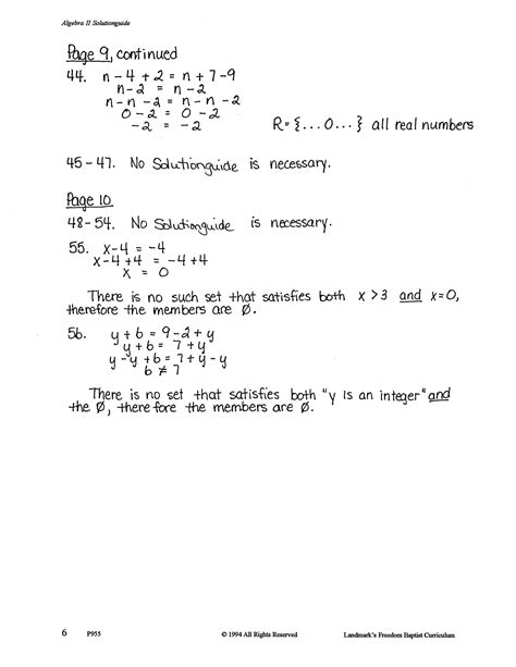 Support Algebra Ii Solution Guide Landmarks Freedom Baptist Curriculum