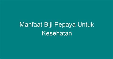 Manfaat Biji Pepaya Untuk Kesehatan Geograf