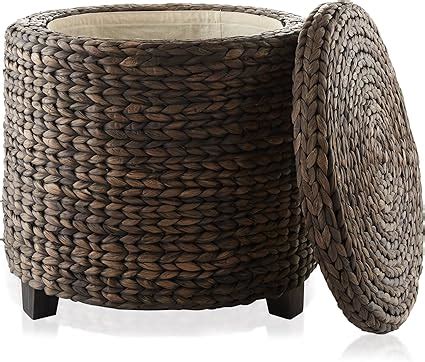 Amazon Casafield 17 Round Storage Ottoman With Lid Espresso