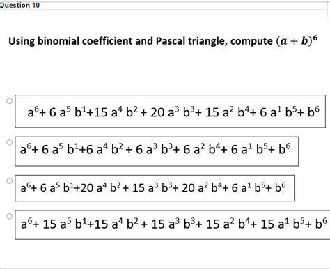 solved question   binomial coefficient  pascal cheggcom