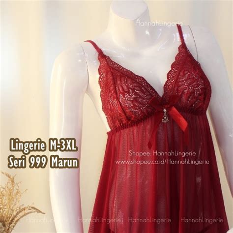 Hannah Lingerie Original M XXXL Baju Tidur Seksi Bigsize Premium Halus Transparan