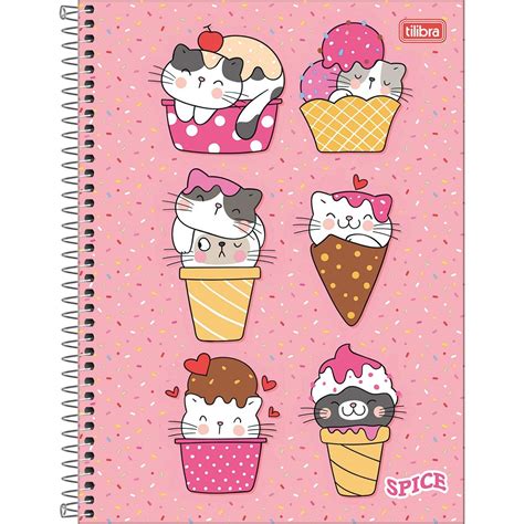 Caderno Espiral Capa Dura Universitário 16 Matérias Spice Feminino 256 ...