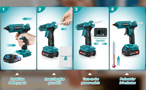 Amazon W Cordless Hot Glue Gun Kit V Battery Powered Battery Included Wireless Glue