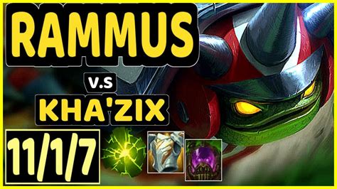 RAMMUS Vs KHA ZIX 11 1 7 KDA JUNGLE CHALLENGER GAMEPLAY BR YouTube