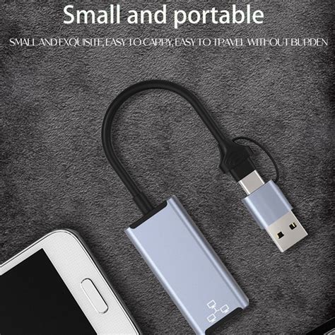 Сетевая карта USB C USB A RJ45 Адаптер сетевой карты 2 в 1 100 Мбит с ...