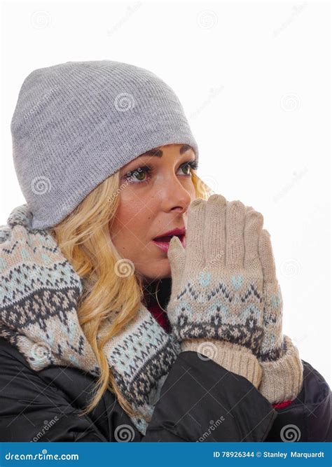 Eine Erschrockene Blonde Behaarte Frau Stockfoto Bild Von Gesicht M Dchen