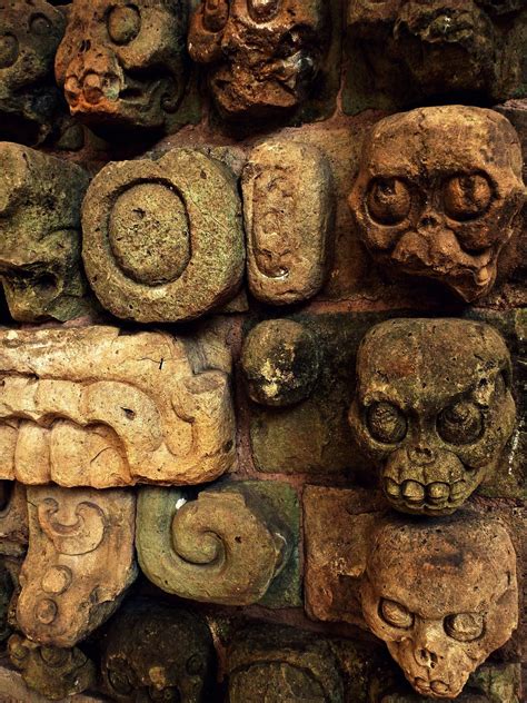 Ancient Mayan skull carvings from Copan./Just so interesting! I have a