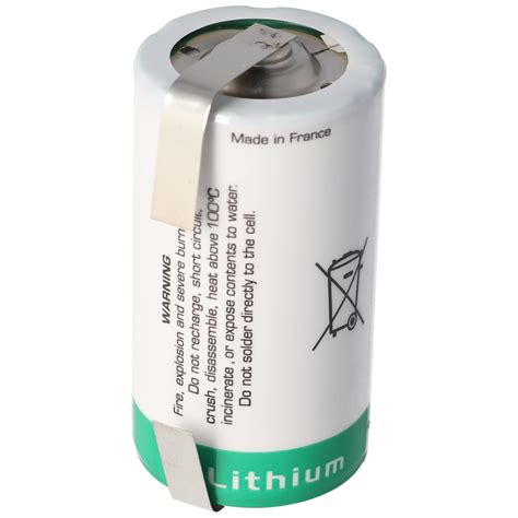 SAFT LSH 14 pile au lithium 3 6V primaire avec cosse à souder en forme