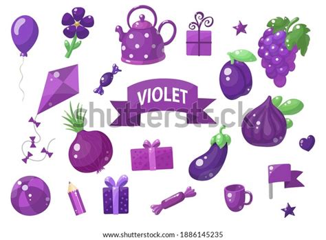 big set violet vector objects isolated stock vector royalty