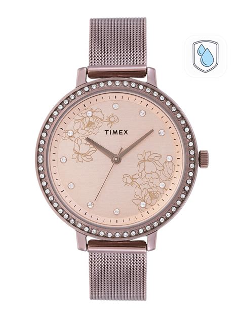 Timex Women Rose Gold Toned Analogue Watch Twel14705 Price History