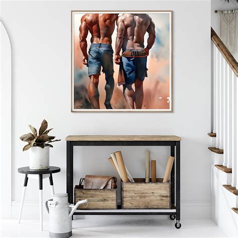 Digital Gay Art Ai Generated Men Couple Male Nude Poster Etsy
