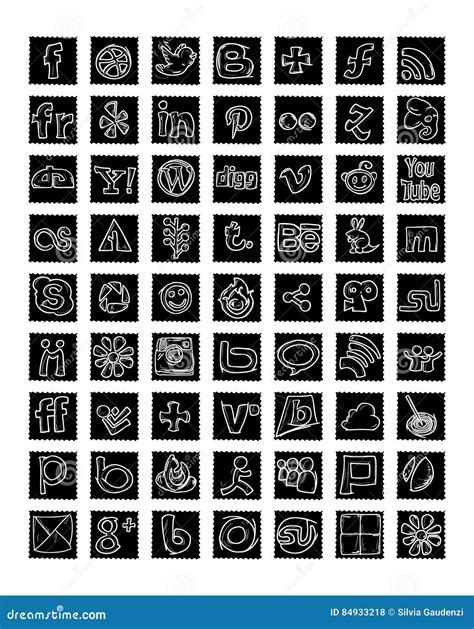 Social Network Icons, Small Icons for Your Websites. Stock Illustration