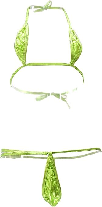 Amazon chu U chu Lingerie Collection ギラギラマイクロビキニ M アップルグリーン マイクロビキニ Tバック chu U chu チュー