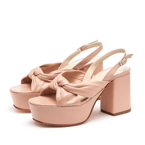 Sandalias De Cuero Color Nude Rallys Sandalias Con Plataforma