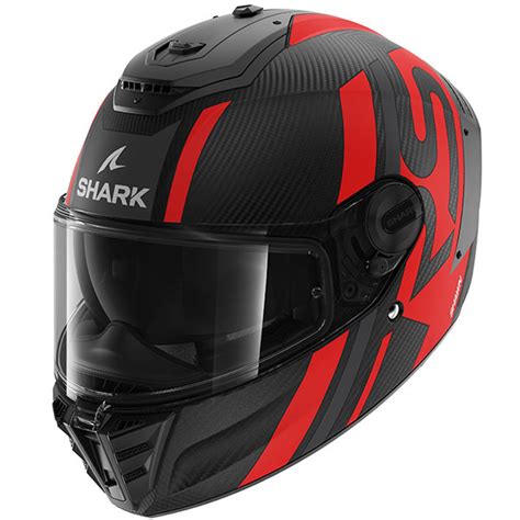 Shark Spartan Rs Carbon Skin Shawn Matt Carbon Anthracite Red