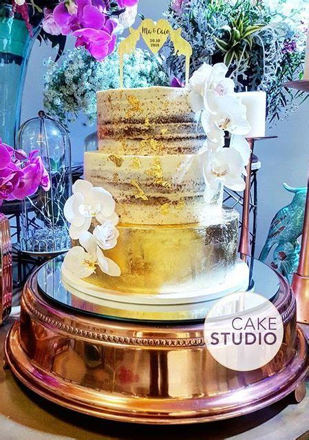 Bolo De Casamento Semi Naked Cake Ouro Comest Vel E Orqu Deas Cake Studio