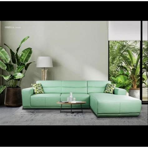 Leather 3 Seater Green L Shape Lounger Sofa Set At Rs 200000 Set In