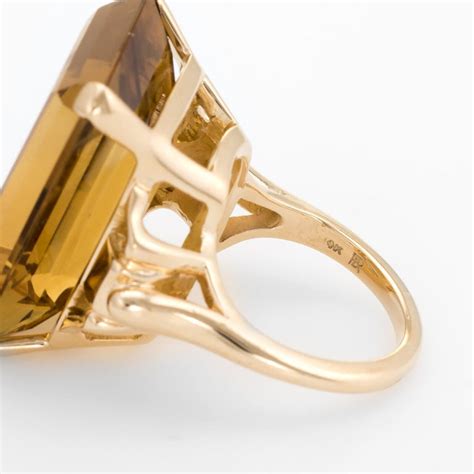 Vintage 40ct Citrine Ring Emerald Cut 14k Yellow Gold Estate Fine Jewelry Pinky At 1stdibs