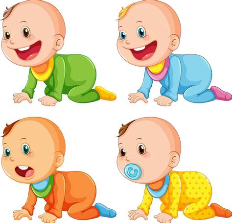 Set Of Cute Babies Cartoon Vector Art At Vecteezy