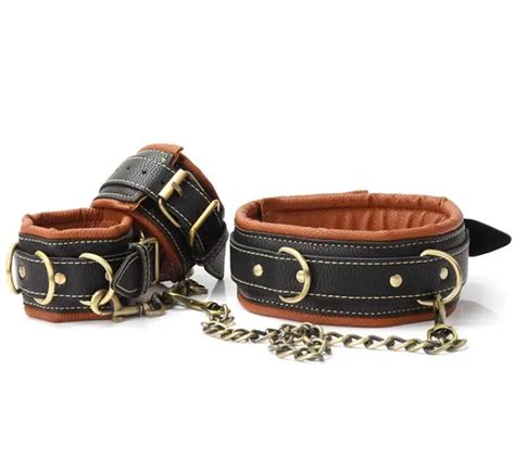 Porno Sex Accessories Slave Pu Leather Bdsm Collar Hand Cuffs Bondage