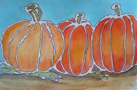 A Faithful Attempt Glue Line Watercolour Pumpkins