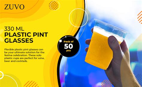 Plastic Pint Glasses 330 Ml Half Pint Pack Of 50 Perfect
