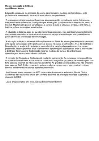 A Ead Na Visão De Moran 2002 - O que é ead j m moran | PDF