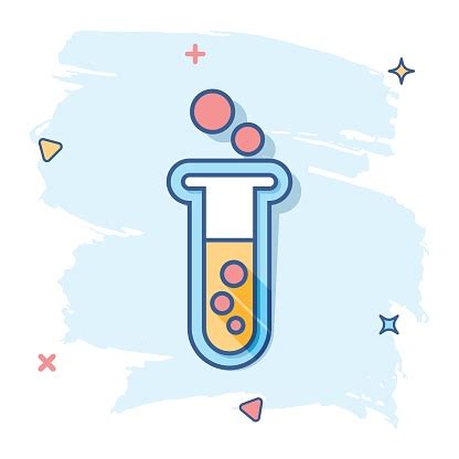 Vector Cartoon Chemical Test Tube Icon In Comic Style Laboratory ...
