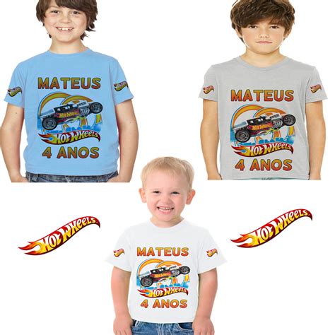 Camiseta Personalizada Infantil Hot Wheels Cores Carro Elo