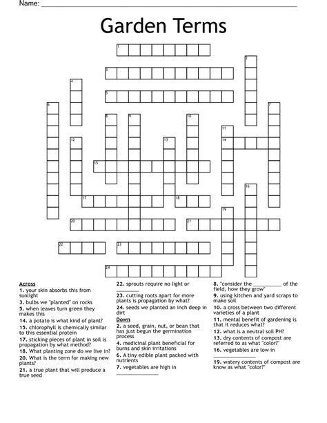 Gardening Crossword Puzzle At Carolyn Prescott Blog