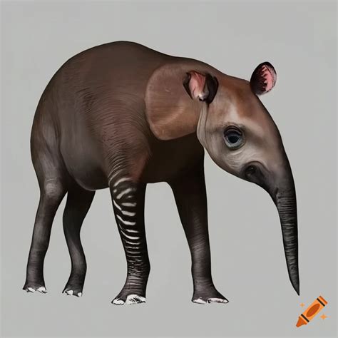 A Whimsical Hybrid Rainforest Creature Mixture Of Tapir And Okapi