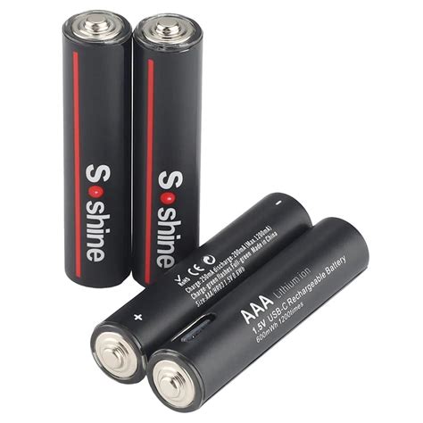 Литиевый аккумулятор 1.5В AAA Li-ion Soshine 600mWh с зарядкой от USB ...
