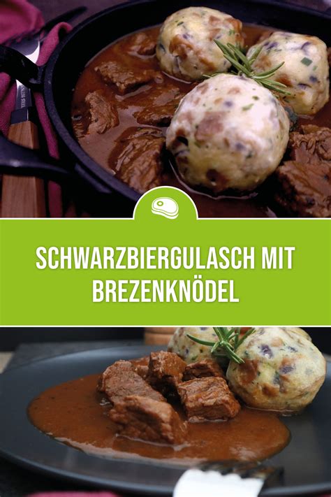 Schwarzbiergulasch mit OBERIO Hofgenau Rindfleisch und Brezenknödeln