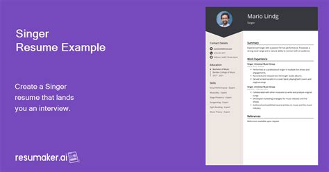 Singer Resume Examples Template And 20 Tips