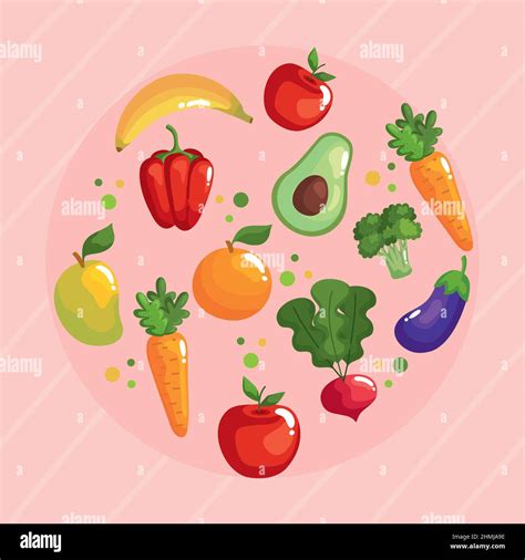 Healthy Food In Circle Stock Vector Image And Art Alamy