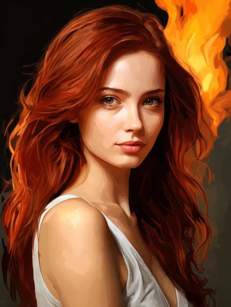 Premium Ai Image A Painting Of A Woman With Long Red Hair