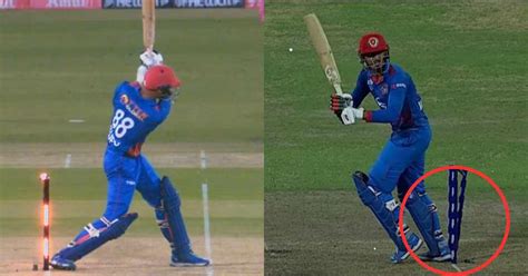 BAN Vs AFG Watch Mujeeb Ur Rahman Gets Hit Wicket As He Hits Massive