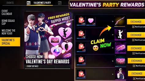 Valentines Day Party Event Free Rewards Free Fire New Event Malayalam