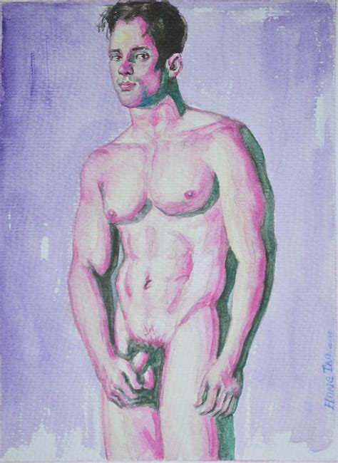 Original Drawing Watercolour Painting Man Body Art Male Nude On Paper Painting By Hongtao