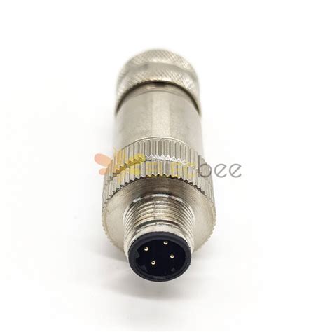 M12 Field Wireable Connector D Code Straight 4pin Male Shield Connector