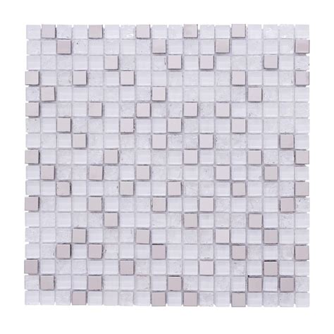 Instant Mosaic Peel And Stick Pure White 12 In X 12 In X 6 Mm Glass