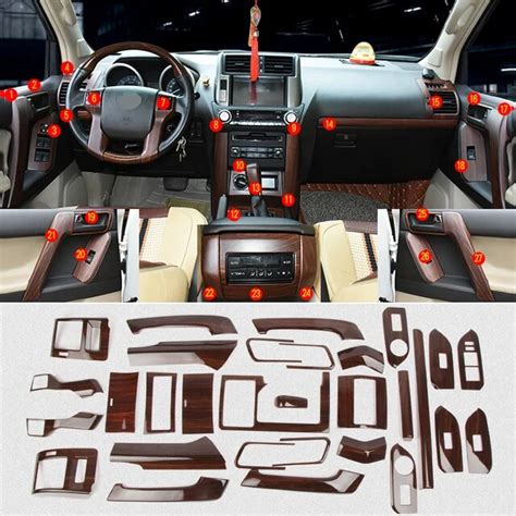 For Toyota Land Cruiser PRADO FJ150 10 17 ABS Peach Wood Grain Car