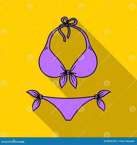 Ic Ne De Bikini Dans Le Style Plat D Isolement Sur Le Fond Blanc Illustration Courante Surfante