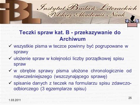 Wskaz Wki Dotycz Ce Przechowywania Dokumentacji W Ibl Pan Ppt Video